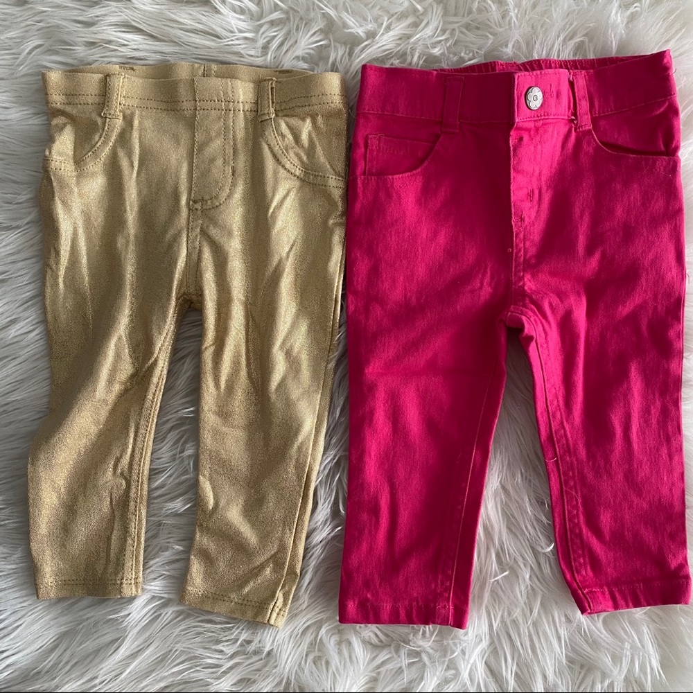 Garanimals lot 2 baby girl pants 12m pink and gold